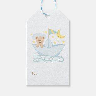 Adorable Baby Bear in Paper Boat Gift Tags