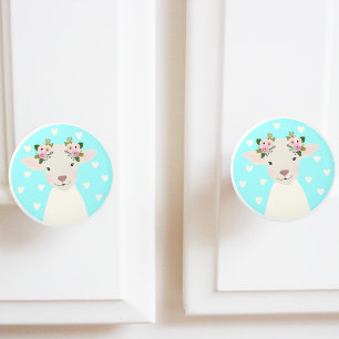 Adorable Baby Boho Chic Lamb Ceramic Knob