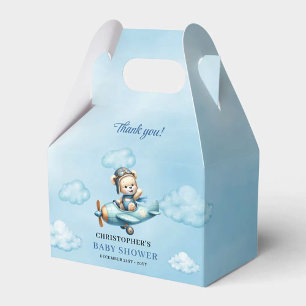 Adorable Baby Boy Shower Airplane Pilot Bear Box