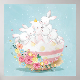 Adorable baby bunnies poster