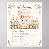 Adorable Baby Bunny Design with Birth Details Fiel