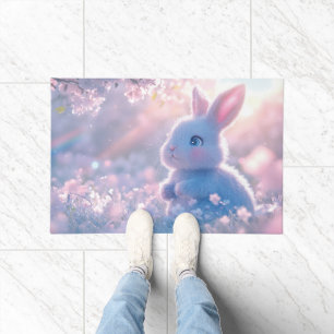 Adorable Baby Bunny in a Field of Flowers Doormat