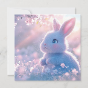 Adorable Baby Bunny in a Field of Flowers Holiday Card