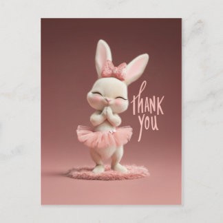 Adorable Baby Bunny in Pink Tutu Thank You Postcard