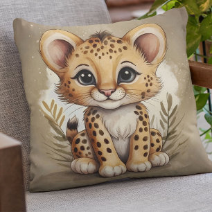 Adorable Baby Cheetah Watercolor Illustration Cushion