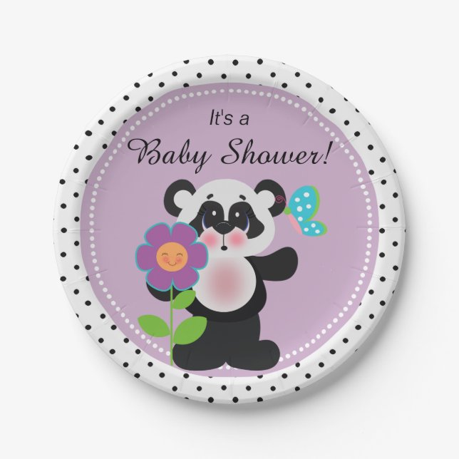Adorable Baby Custom Panda Bear Paper Plate (Front)