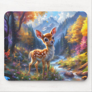 Adorable Baby Deer in an Enchanted Forest Mouse Pad