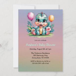 Adorable Baby Dinosaur Baby Shower Invitation