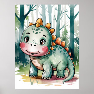 Adorable Baby Dinosaur - Cute Prehistoric Jungle  Poster