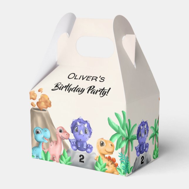 Adorable Baby Dinosaurs Birthday Party Favour Box (Back Side)