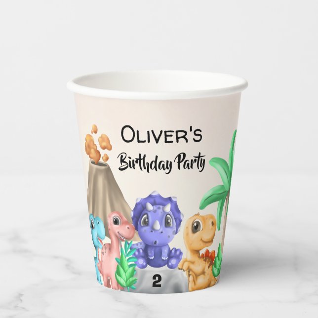 Adorable Baby Dinosaurs Birthday Party Paper Cups (Front)