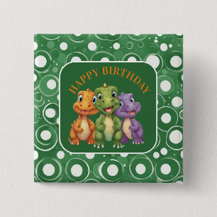 Adorable Baby Dinosaur's Party 15 Cm Square Badge