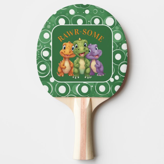 Adorable Baby Dinosaur's Party Ping Pong Paddle (Front)