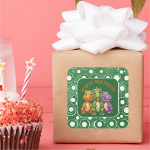 Adorable Baby Dinosaur's Party Square Sticker