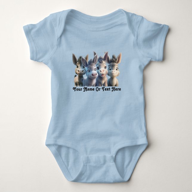 Adorable Baby Donkey Farm Animals Personalised  Baby Bodysuit (Front)