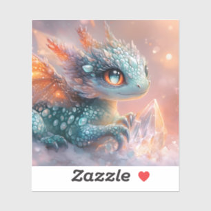 Adorable Baby Dragon with Crystal Gem: Fantasy Art