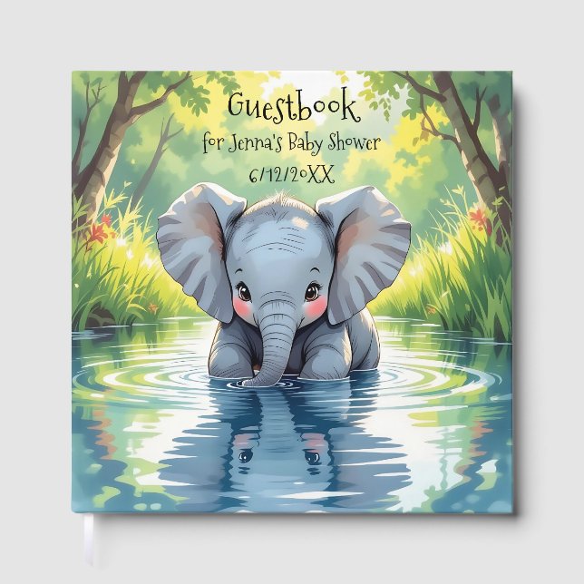 Adorable Baby Elephant and Reflection Guest Book (Front)