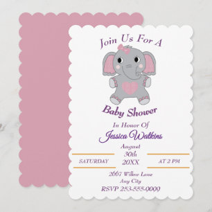 Adorable Baby Elephant Baby Shower Invitation