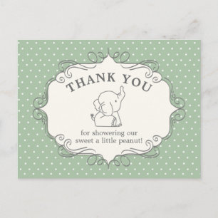Adorable Baby Elephant Baby Shower Thank You Postcard