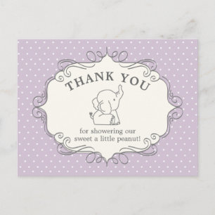 Adorable Baby Elephant   Baby Shower Thank You Postcard