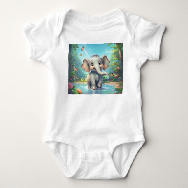  Adorable Baby Elephant  design Bodysuit (Front)