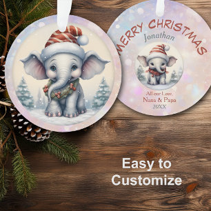 Adorable Baby Elephant Grandchild  Ornament