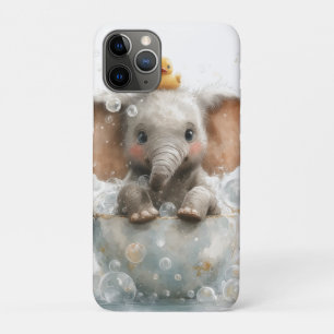 Adorable Baby Elephant in Teacup with Rubber Duck  iPhone 11 Pro Case