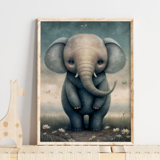 Adorable Baby Elephant Wall Art | African Wildlife