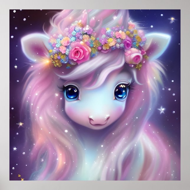 Adorable Baby Fantasy Unicorn Poster (Front)