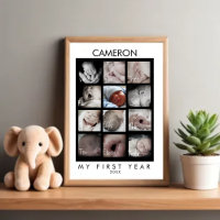 Adorable Baby First Year 12 Month Photo Collage 