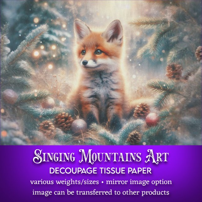 Adorable Baby Fox Winter Wonderland Decoupage Tissue Paper (Creator Uploaded)