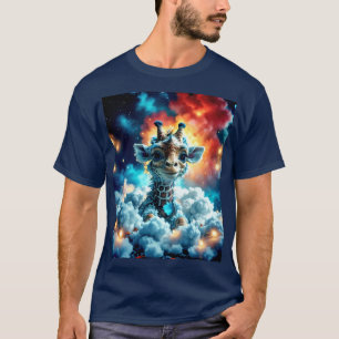 Adorable Baby Giraffe Head in Clouds T-Shirt