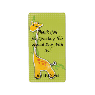 adorable baby giraffe party favour thank you label