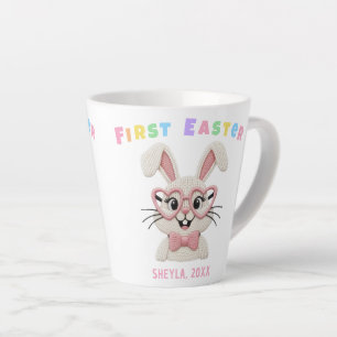 Adorable Baby Girl Boy First Easter Bunny Name Latte Mug