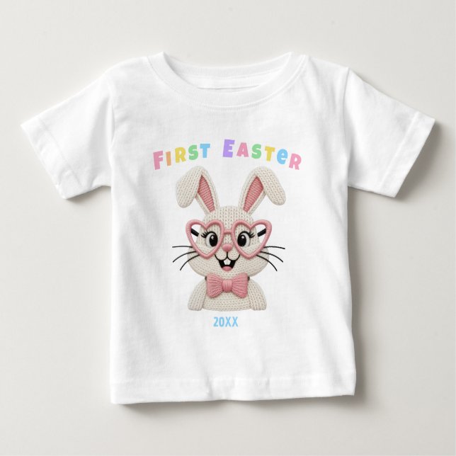 Adorable Baby Girl First Easter Bunny T-Shirt (Front)
