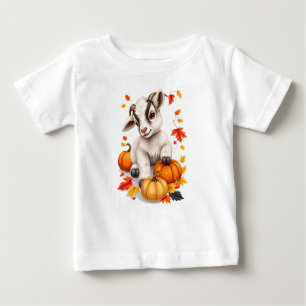 Adorable Baby Goat with Pumpkins Fall Baby T-Shirt