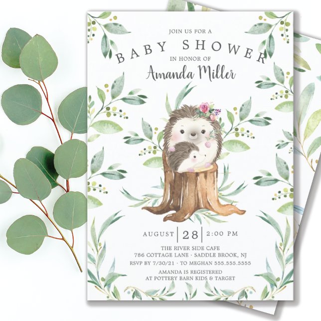 Adorable Baby Hedgehog and Mum Baby Shower  Invitation (Creator Uploaded)