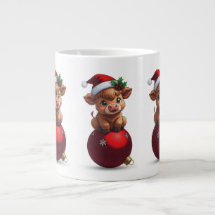adorable baby highland cow sitting large coffee mug