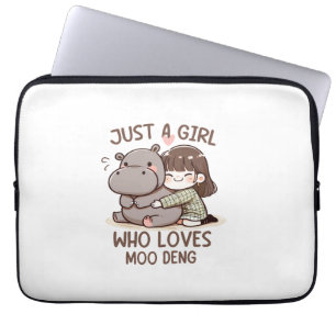 Adorable Baby Hippo, Jus A Girl Who Loves Moo Deng Laptop Sleeve