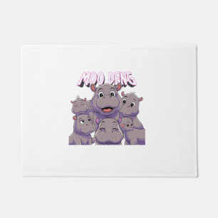 Adorable Baby Hippo Just A Girl Who Loves Moo Deng Doormat