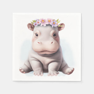 Adorable Baby Hippopotamus Napkin
