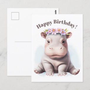 Adorable Baby Hippopotamus Postcard