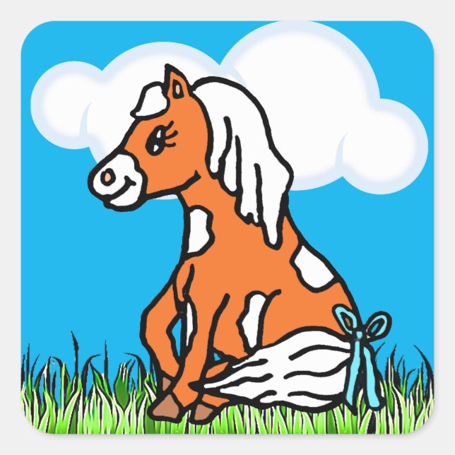 Adorable Baby Horse Brown  Pony Stickers (Front)