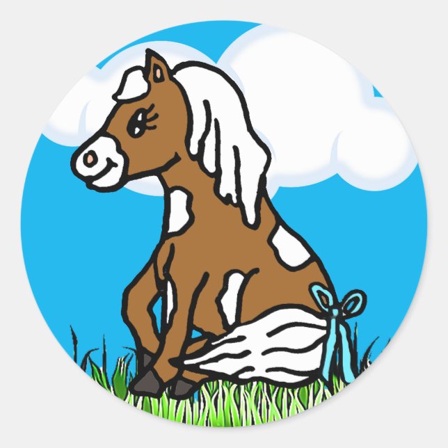 Adorable Baby Horse Brown  Pony Stickers (Front)