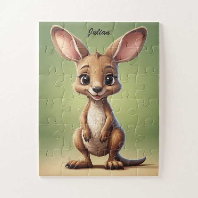 Adorable baby kangaroo personalised jigsaw puzzle (Vertical)