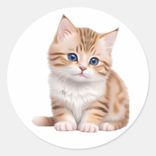 Adorable Baby Kitten Cute Feline Classic Round Sticker