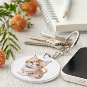 Adorable Baby Kitten Design Key Ring