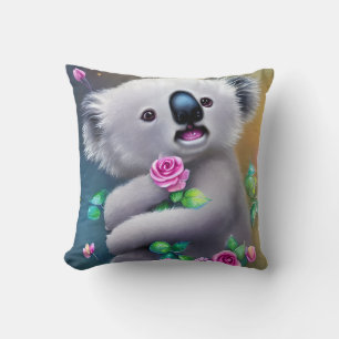 Adorable Baby Koala Bear with Flowers Cushion