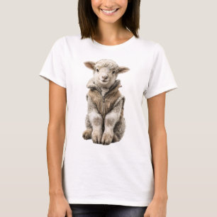 Adorable Baby Lamb in Miniature Vest T-Shirt