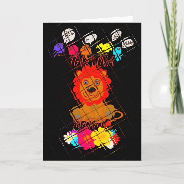 Adorable Baby Lion Art Design Motif Card (Front)